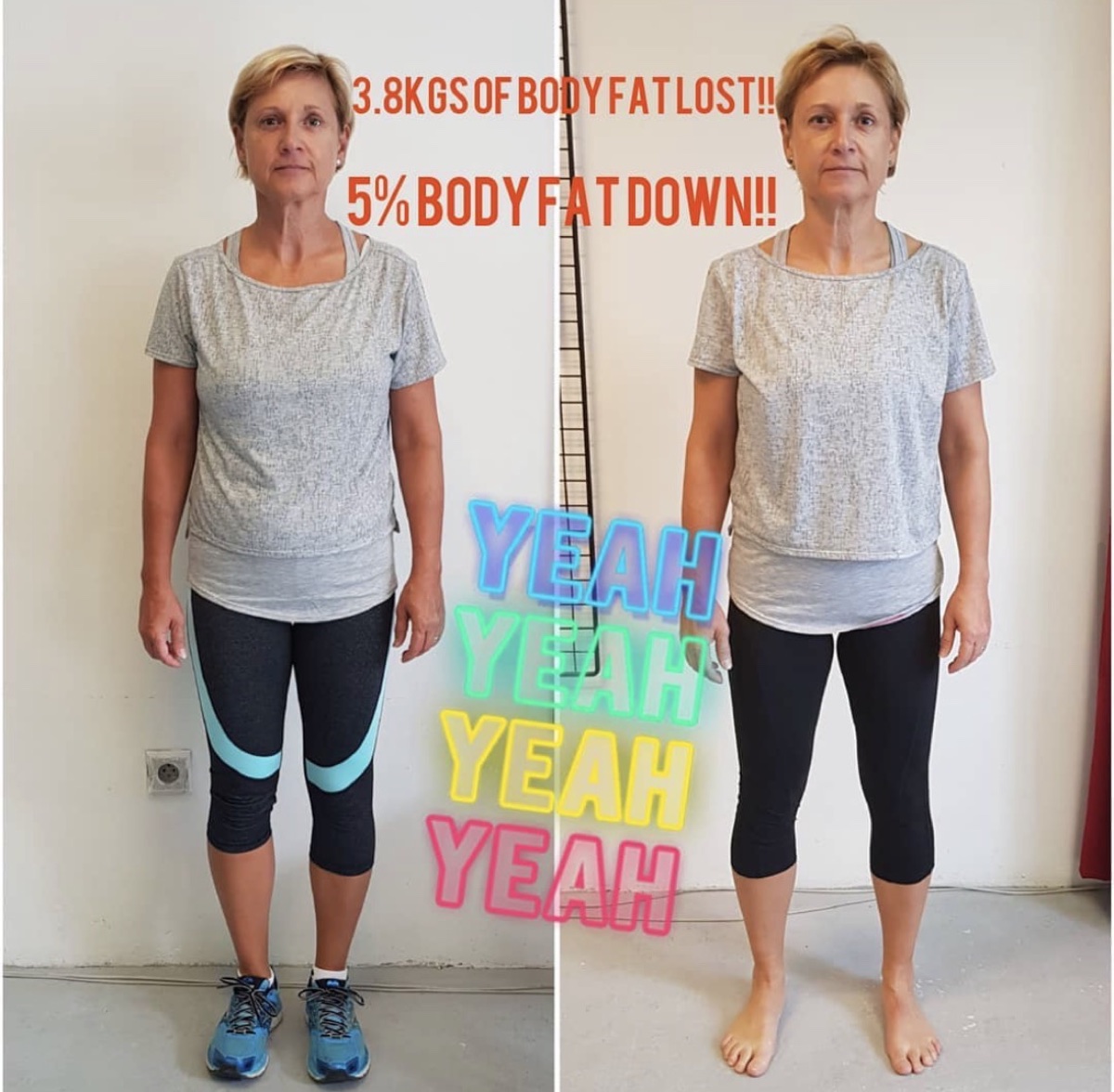 Before and after transformation of a CrossFit Committed member