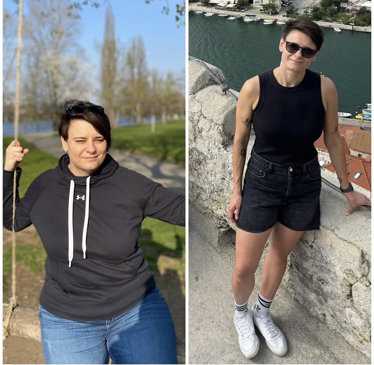 Before and after transformation of a CrossFit Committed member