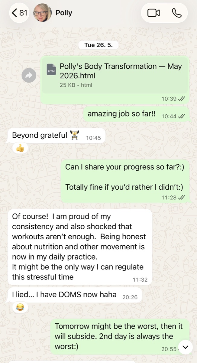 Chat with a coach: member beyond grateful, proud of her consistency